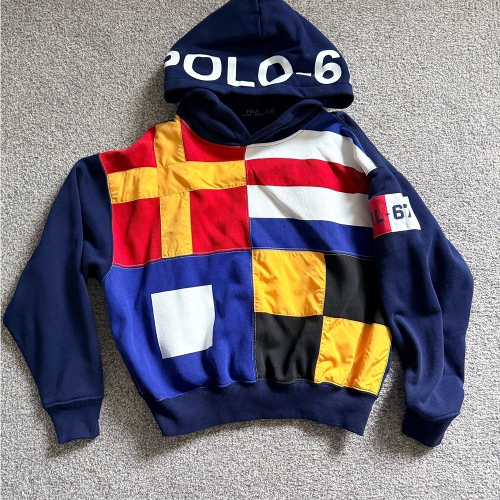 Polo 67 by Ralph Lauren Navy Patchwork Logo Hoodie